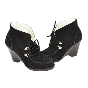 MICHAEL Michael Kors WENDI Suede Bootie Platform Wedge Heel Boot Black 6.5 Nib
